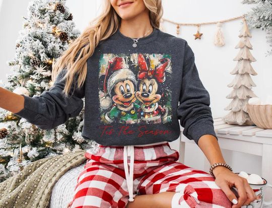 Discover Disney Mickey and Minnie Tis The Season Christmas Sweatshirt, Mickey's Very Merry Christmas Party 2025, Disney Family Christmas Matching