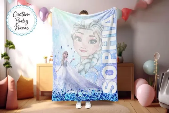 Discover Personalized Disney Ice Queen Elsa Frozen Disney Holiday Fleece Blanket