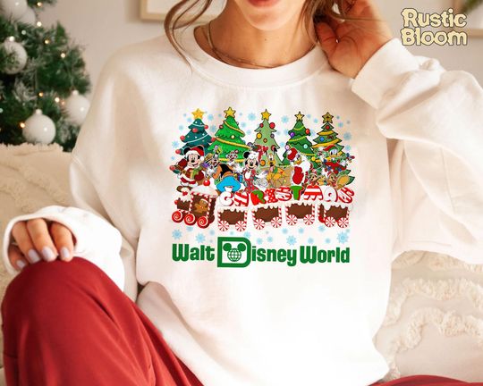 Discover Mickey & Friends Disneyworld Christmas Sweatshirt, Retro Disney 2025 Xmas Tee, Vintage Disney Holiday Top, 2025 Family Matching Xmas Gift