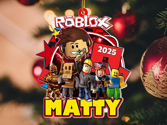 Custom Roblox Game Acrylic Ornament, 2025 Roblox Christmas Gift, Roblox Game Xmas Ornament, Gamer Keepsake,Custom Christmas Ornament For Kid