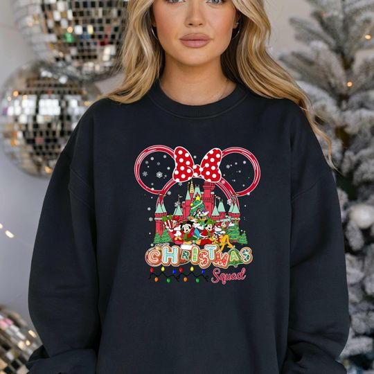 Discover Personalized Disney Christmas Squad Sweatshirts, Magical Winter Clothing