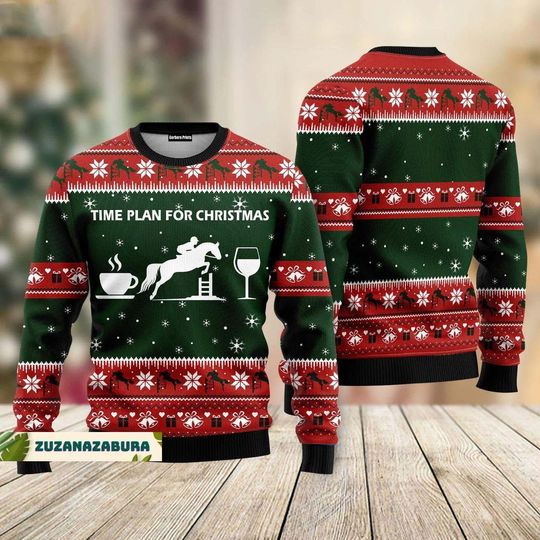 Discover Time Plan For Christmas Sweater, Christmas Gift, Christmas Sweater, Funny Christmas Sweater, Christmas Family Sweater, Horse Sweater