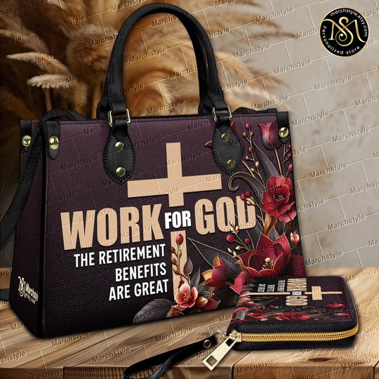 Discover Marchstyle - Personalized Christian Leather Handbag with Custom Bible Verse, Cross and Floral Design, Inspirational Faith Gift