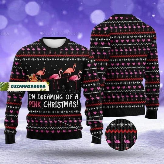 Flamingo Ugly Sweater, Christmas Flamingo Sweater, Flamingo Xmas Sweater, Flamingo Gift, Xmas Sweater, Gift For Women