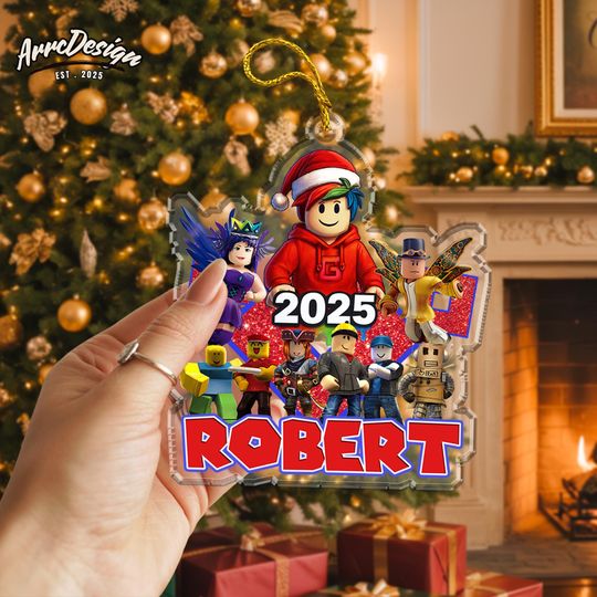 Personalized Roblox Acrylic Ornament, Gamer Christmas Gift 2025