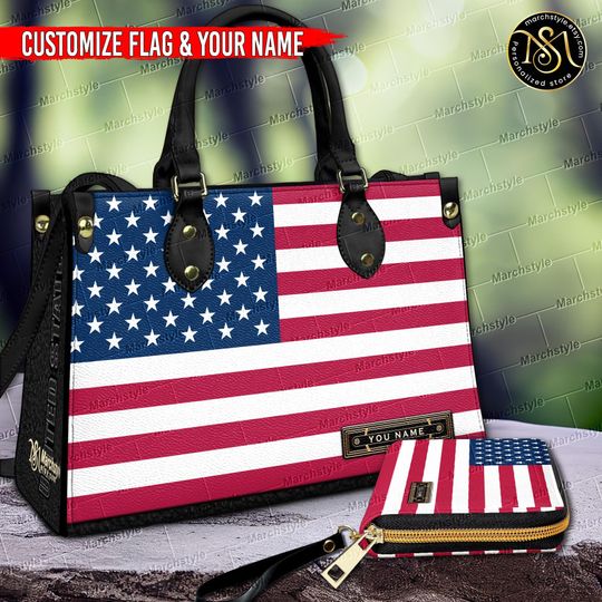 Discover Marchstyle - Personalized Leather Handbag with Your National Flag, Custom name and Flag Lover Purse, Gift for Those Far From Home
