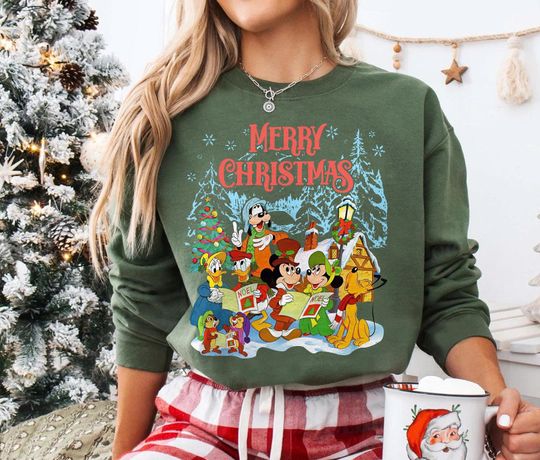 Discover Vintage Merry Christmas Mickey and Friends Shirt, Disney Christmas Sweatshirt, Mickey's Very Merry Christmas Party, Disneyland Christmas Tee