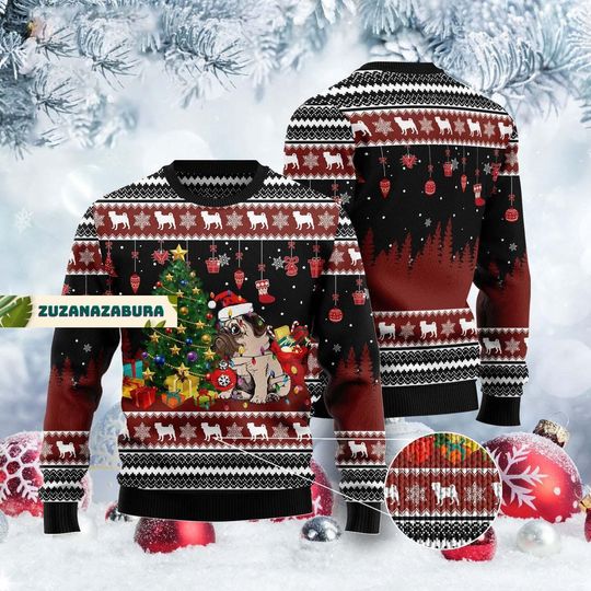 Discover Pug Ugly Sweater, Christmas Sweater, Pug Christmas Sweater, Dog Lover Gift, Pug Mom Sweater, Dog Christmas Sweater