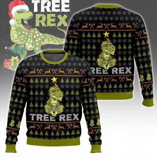 Discover Tree Rex Ugly Christmas Sweater, Dinosaur Xmas Sweater, T Rex Holiday Sweater, Christmas Gift For Men, Christmas Sweatshirt