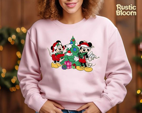 Discover Mickey Minnie Couple Matching Xmas 2025 Sweatshirt, Retro Disney 2025 Xmas Tee, Vintage Disney Holiday Top, 2025 Family Matching Xmas Gift