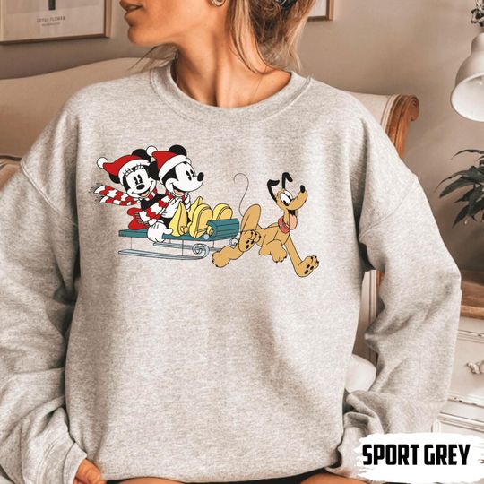 Discover Retro Mickey and Friends Christmas Sweatshirt, Disneyland Trip Mickey Family Xmas Sweater, Disney Xmas Couple Sweatshirt, Disneyland Shirt