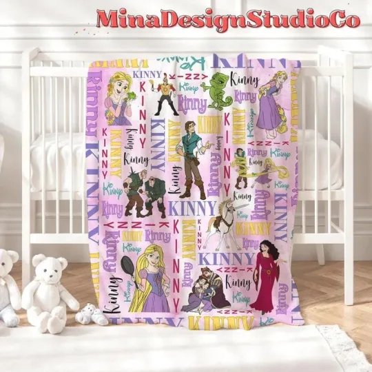 Discover Disney Tangled Princess Rapunzel Characters Pattern Customize Fleece Blanket