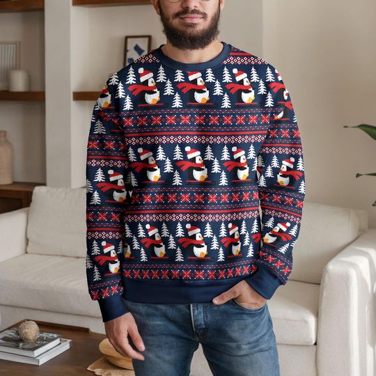 Discover Funny Santa Duck Christmas Ugly Sweater, Cute Duck Ugly Xmas Sweatshirt, Holiday Party Knit Jumper, Festive Winter Gift for Duck Lovers