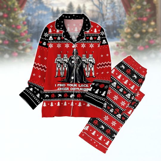 Star Wars Christmas Pajamas Set, Darth Vader Long Sleeve Pajamas
