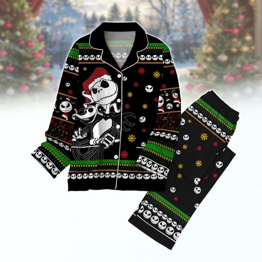 Nightmare Before Christmas Pajamas Set, Jack Skellington Long Sleeve Pajamas