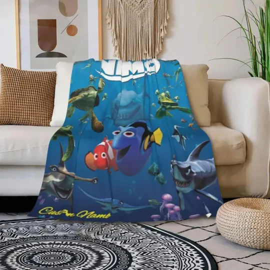 Discover Personalized Finding Nemo Blanket, Custom Name Disney Nemo Cute Fleece Blanket
