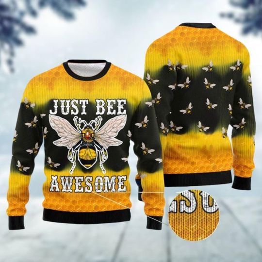 Bee Ugly Sweater, Bumblebee Christmas Sweatshirt, Honey Bee Xmas Sweater, Insect Lover Gift, Beekeeper Holiday Sweater, Christmas Gift