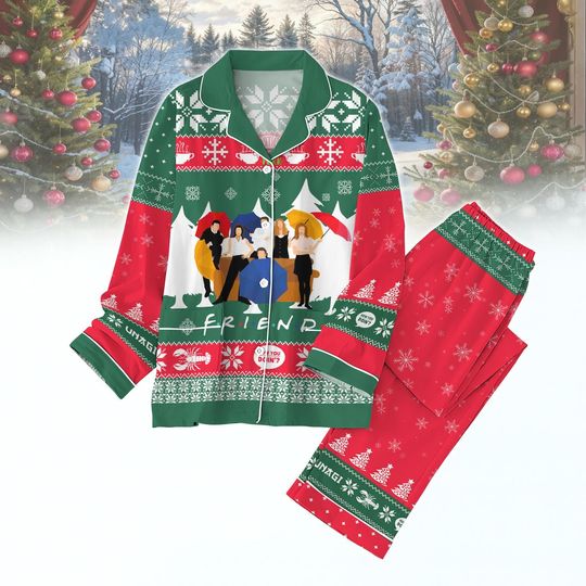 Discover Friends TV Show Christmas Pajamas Set, Funny Holiday PJS
