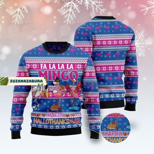 Fa La La La Mingo Sweater, Christmas Sweater, Christmas Flamingo Sweater, Pink Flamingo Sweater, Flamingo Ugly Christmas Sweater