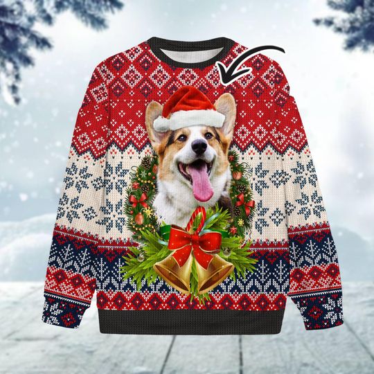 Discover Christmas Custom Dog Cat Face Ugly Sweater, Pets Face Ugly Christmas Sweater, Custom Photo Xmas Sweater, Dog Owner Gift