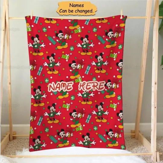 Discover Personalized Disney Mickey Christmas Blanket, Disney Mickey Mouse Fleece Blanket