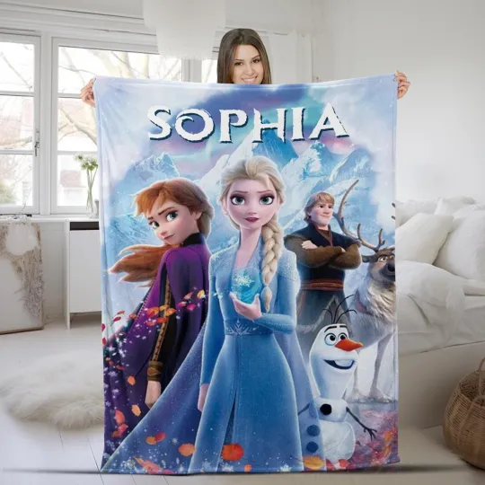 Discover Disney Frozen Blanket, Custom Name Disney Blanket, Princess Elsa Blanket, Disney
