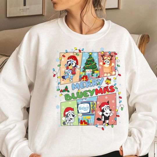 Discover Merry Blueymas Shirt, Kids Christmas Sweatshirt