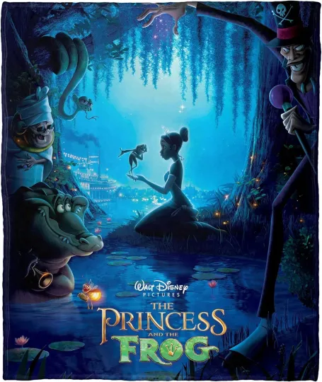 Discover Disney Princess Frog Movie Poster Cozy Fleece Blanket