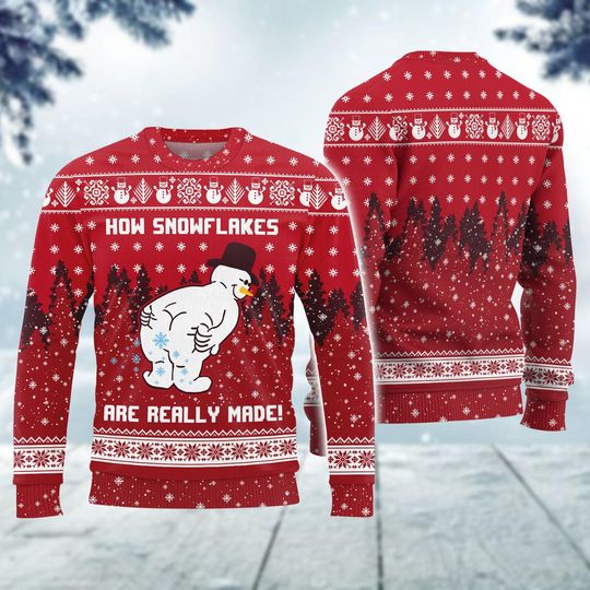 Discover Snow Man Ugly Christmas Sweater, Snowflake Xmas Sweater, Funny Christmas Sweatshirt, Winter Holiday Sweater, Xmas Gift