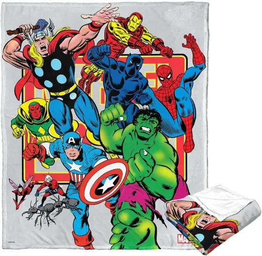 Discover Disney Marvel Avengers Run Vintage Comic Art Cozy Fleece Blanket