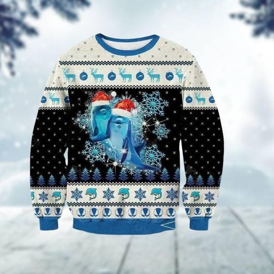 Dolphins Ugly Christmas Sweater, Dolphins Santa Xmas Sweater, Animal Lover Christmas Sweatshirt, Ocean Santa Xmas Sweatshirt