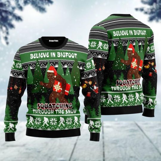 Discover Bigfoot Ugly Christmas Sweater, Bigfoot Santa Xmas Sweater, Sasquatch Holiday Sweater, Bigfoot Lover Xmas Shirt, Christmas Gift