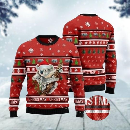 Discover Christmas Koala Ugly Sweater, Koala Santa Xmas Sweater, Animal Lover Shirt, Koala Australian Tree Funny Sweater, Christmas Party GIft