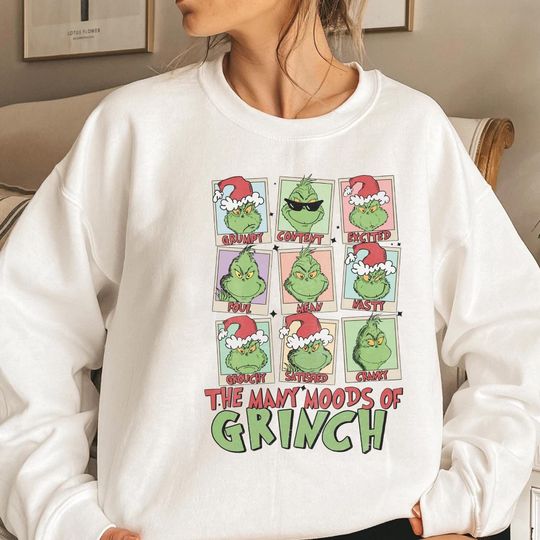 Discover Funny Character Christmas Sweatshirt, Grin Tee, Retro Xmas Gift for Character