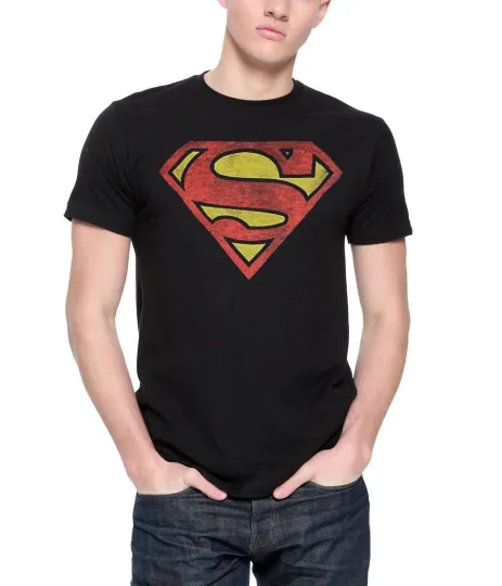 Discover DC Comics Superman Distressed Logo Black T-Shirt