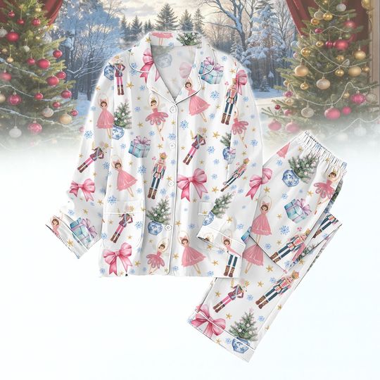 Nutcracker Christmas Pajamas Set, Nutcracker Coquette Holiday PJS