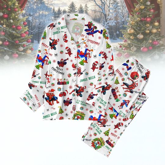 Discover Spiderman Christmas Pajamas, Funny Spider Holiday Sleepwear, Disney Spider Man Festive PJs Gift for Kids and Adults, Xmas Holiday Gift