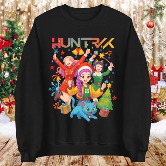 Huntrix K Pop Demon Hunters Christmas Sweatshirt, Cute Kawaii Holiday Xmas, Adults & Kids Xmas Top, Christmas Unisex T Shirt