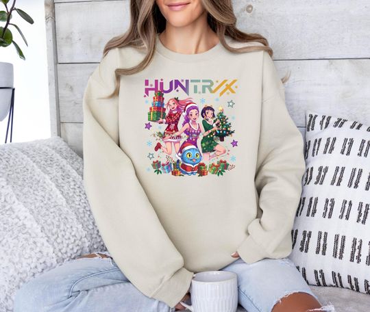 Huntrix Christmas Sweatshirt, Kpop Demon Hunter Crewneck, Derpy Tiger Holiday Top, Funny Saja Kpop Gift