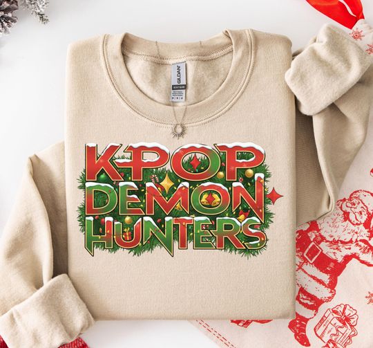 KPOP DEMON HUNTERS Christmas Sweatshirt, Festive Holiday K-pop Fan Apparel, Funny Pop Culture Winter Holiday Gift