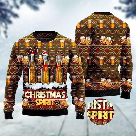 Discover Santa Beer Ugly Sweater, Christmas Drinking Xmas Sweater, Reindeer Drinking Sweater Men, Christmas Holiday Sweater