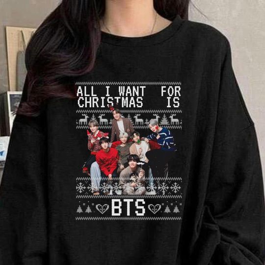 Discover Classic Ugly Christmas Sweatshirt | Holiday Gift All I Want For Christmas is Kpop, Kpop Christmas, Gift for Kpop lover