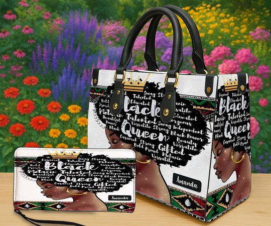 Discover Personalized Black Women Handbag, African American Queen Bag With Crown, Custom Name Empowerment Bag, Gift For Her