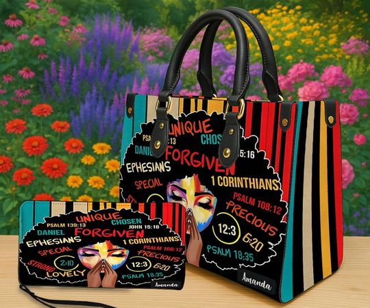 Discover Personalized Black Women Handbag, African American Bag With Bible Verses, Custom Name God Says You Are Bag, Christian Gift