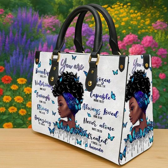 Discover Personalized Black Women Handbag, African American Bag With Bible Verses, Custom Name God Says You Are Bag, Christian Gift