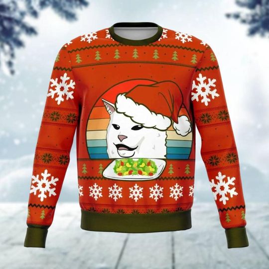 Christmas Cat Meme Ugly Sweater, Funny Meowy Xmas Sweater, Santa Meme Ugly Sweatshirt, Pets Lover Xmas Shirt, Christmas Party Gift