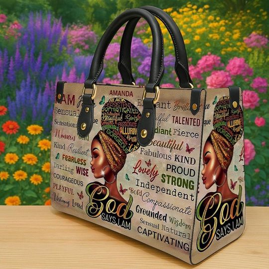 Personalized God Says I Am Handbag, Black Women Custom Bag , Afrocentric Christian Bag, Faith Empowerment Gift For Her
