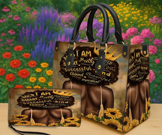 Discover Personalized Black Women Tote Bag, African American Queen I Am Enough Handbag, Self Love Gift, Empowerment Tote Bag