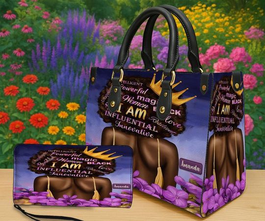 Discover Personalized Black Women I Am Influential Tote Bag, Custom Name African American Queen Handbag, Empowerment Self Love Gift