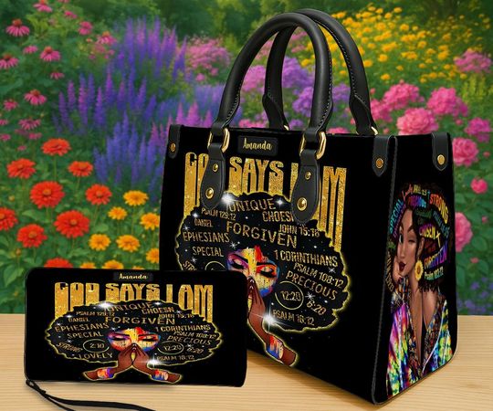 Discover Personalized God Says I Am Gold Afrocentric Tote Bag for Black Women, Custom Name African American Christian Faith Gift